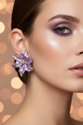 Pendientes flor verona lila