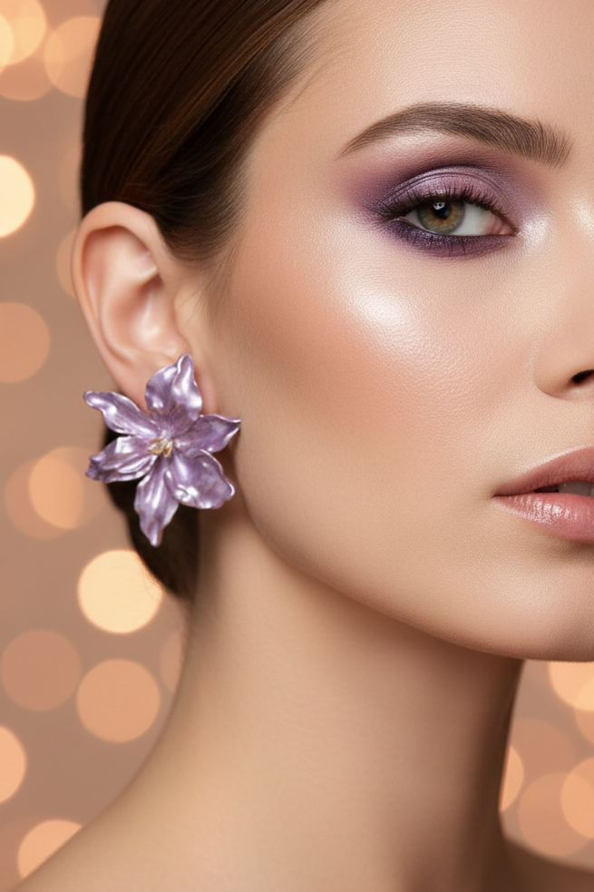 Pendientes flor verona lila