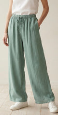 Pantalón lino y algodón verde