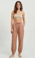 Pantalón cuadros Vichy color tierra