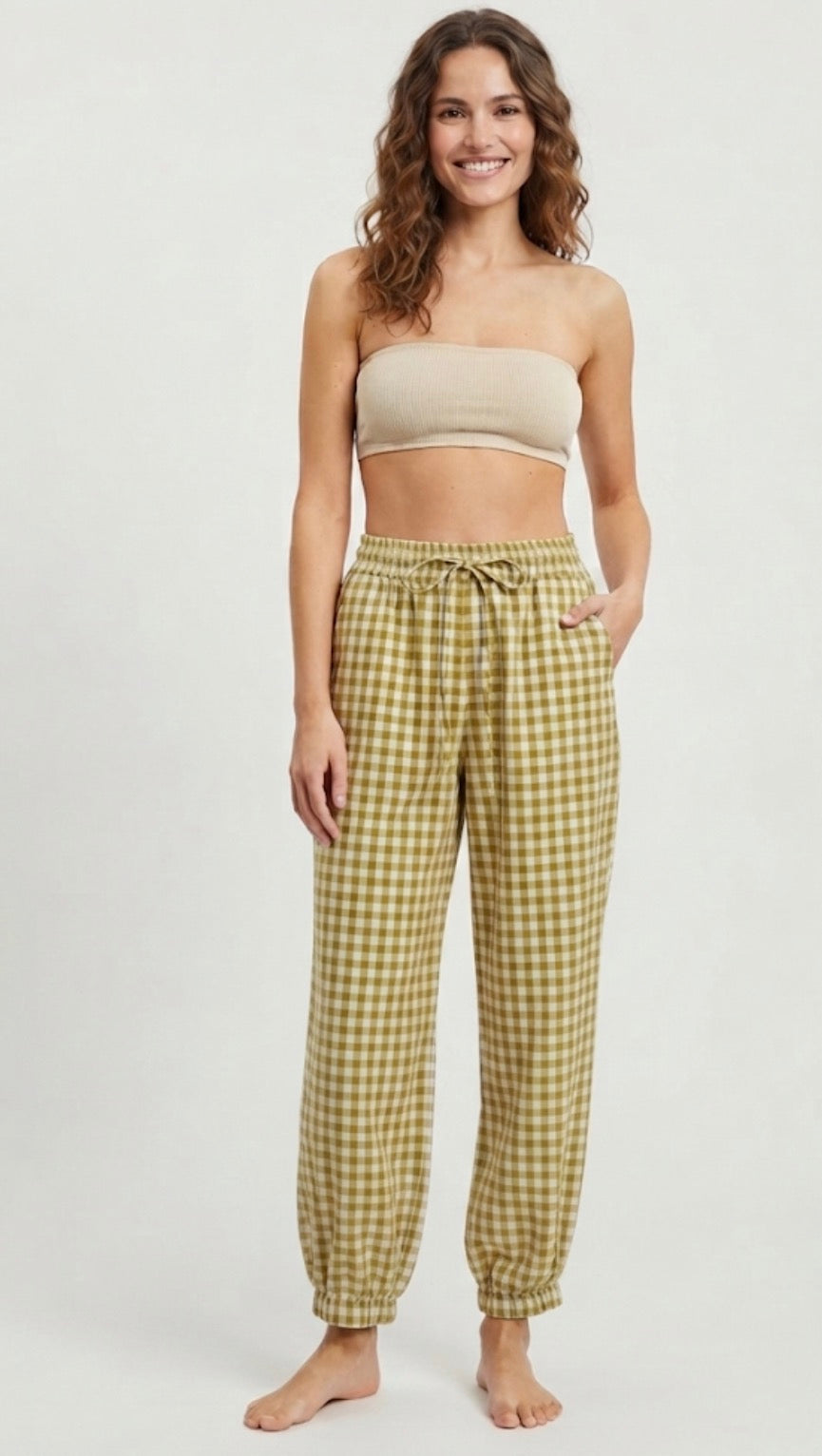 Pantalón bombacho cuadros Vichy lima