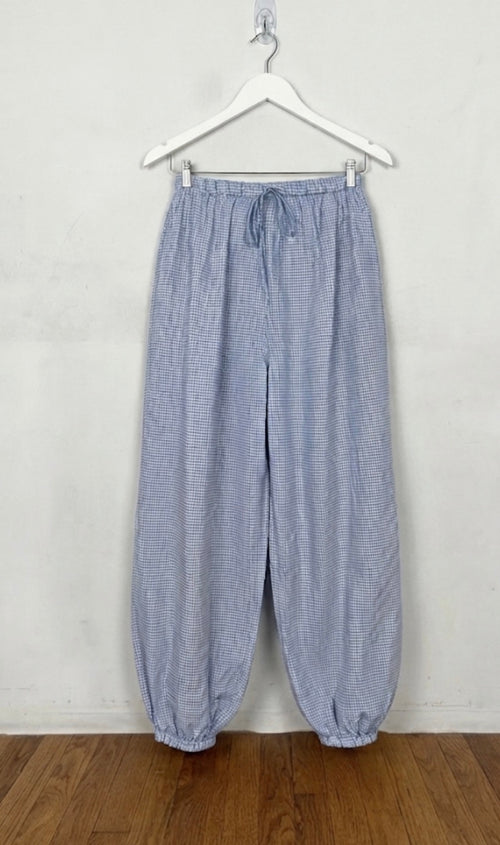 Pantalón palazzo cuadros Vichy de algodón