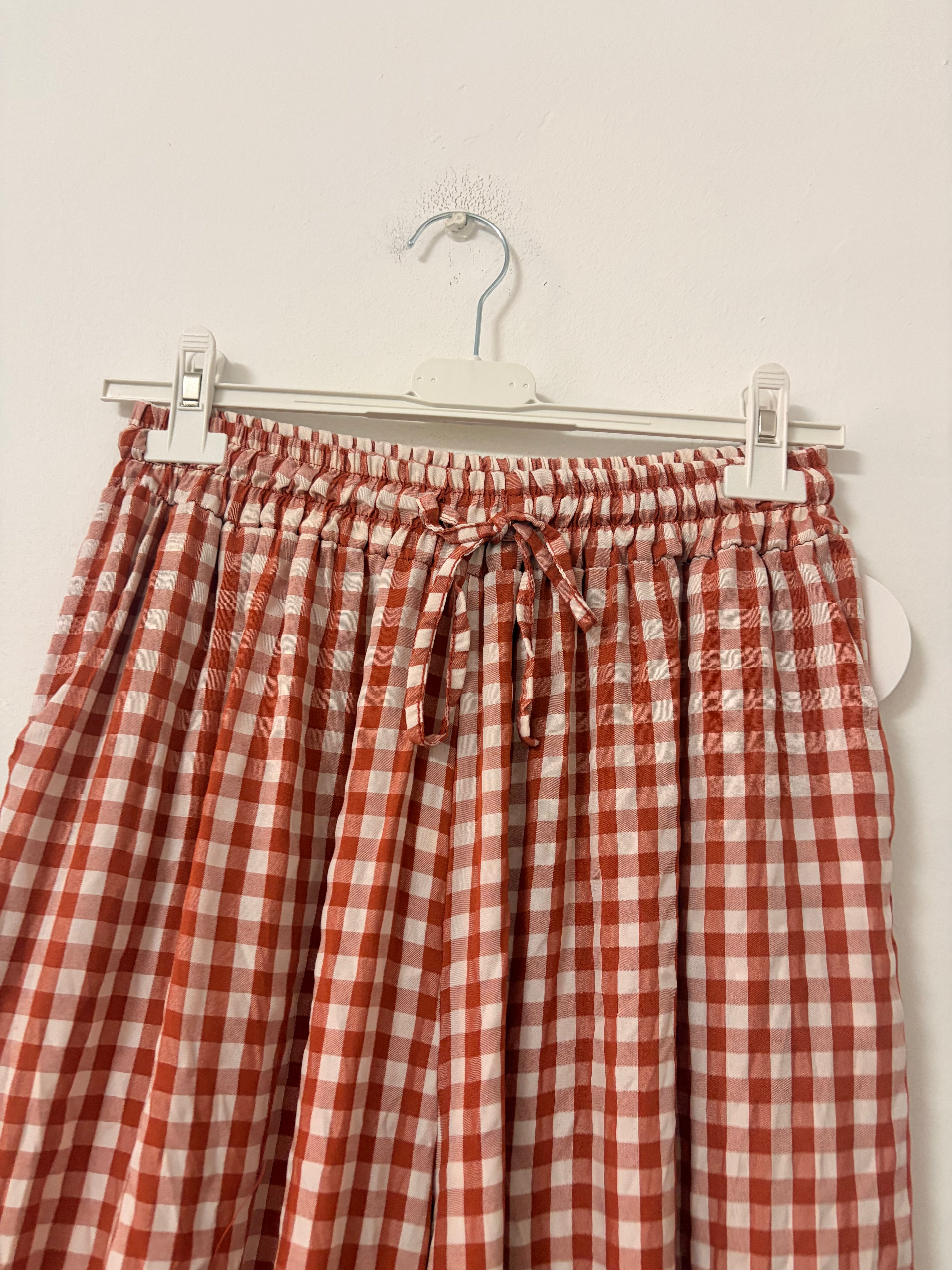 Pantalón cuadros Vichy color tierra